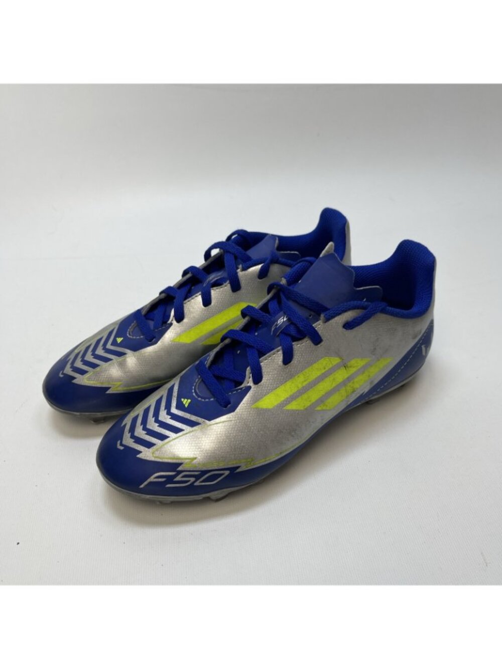 Adidas F50 Club FG/MG J Messi Youth Kids 5 Soccer Cleats Silver Blue IH0926 - Picture 4 of 13
